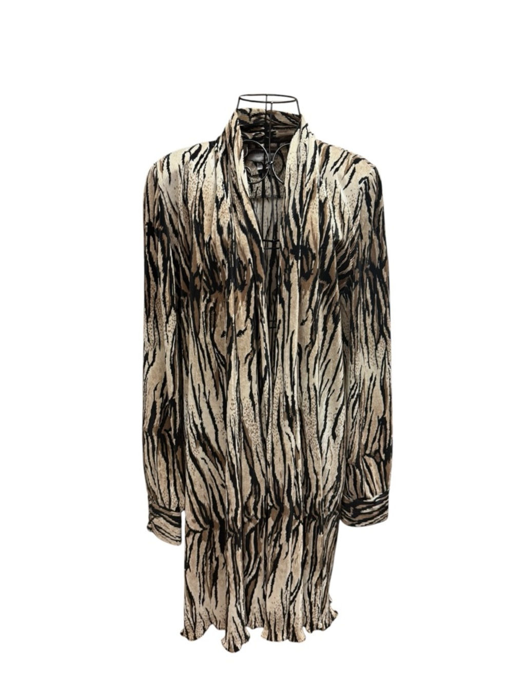 Jackets Galore Animal Print Open Cardigan in Black & Cream Lightweight Duster XL